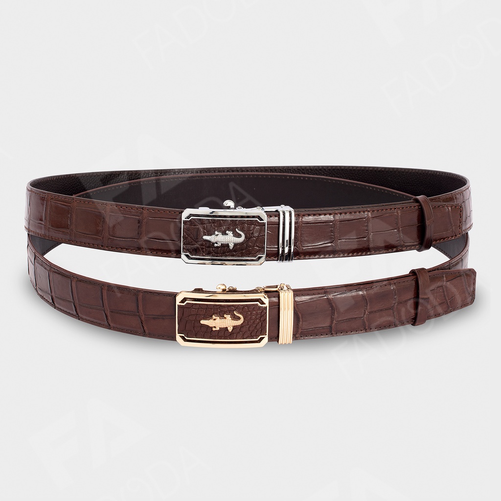 Thắt lưng da cá sấu Fadoda cao cấp bản ghép 4.0Cm làm từ vân bụng - FCB04BN