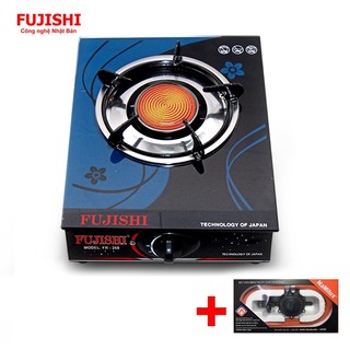 COMBO Bếp gas đơn hồng ngoại mặt kính FUJISHI FR-268 + Bộ dây van ngắt gas tự động NAMILUX - Dùng bình gas lớn