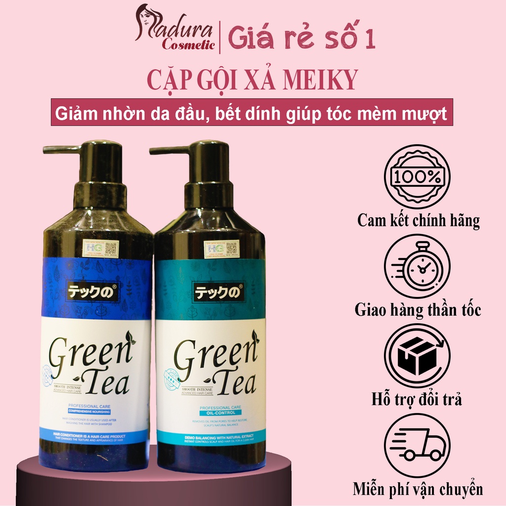 Cặp dầu gội xả trà xanh MEIKI 780mnl kiềm dầu cho da đầu và cân bằng độ ẩm phục hồi hư tổn cho mái tóc CT04