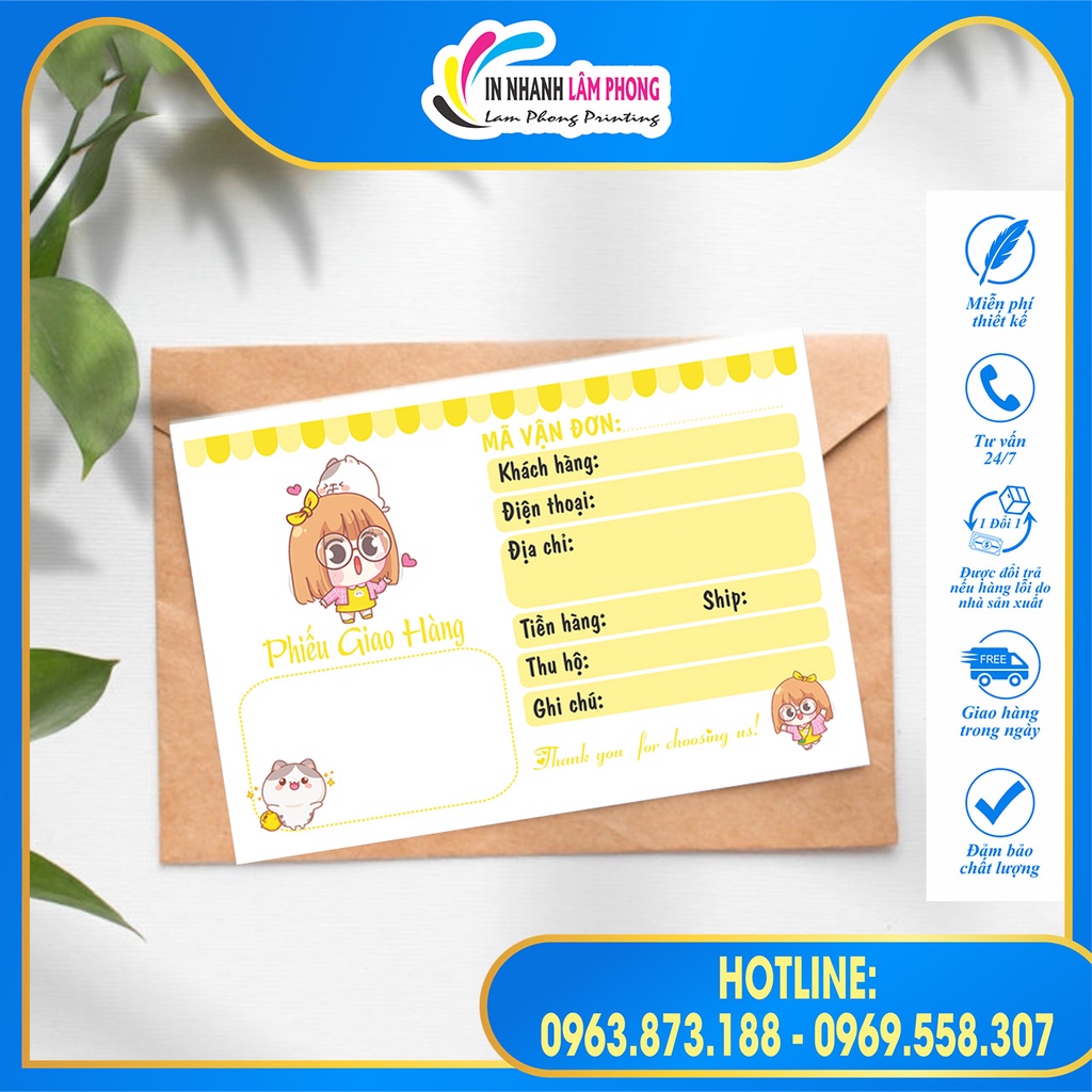 Combo 50 Phiếu Ship Hàng, Phiếu Giao Hàng Dễ Thương 10*15cm