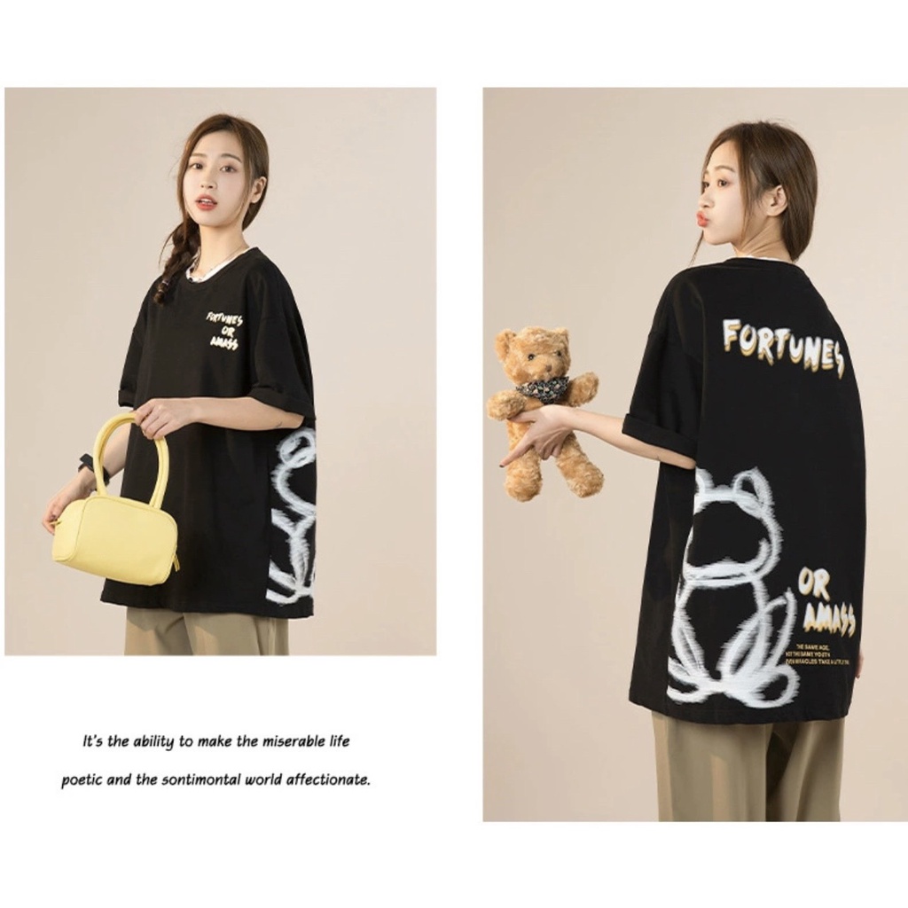 Áo thun tay lỡ MEANSTORE phông cotton Unisex nam nữ tee oversize form rộng pull Ulzzang vải mát - Fortunes