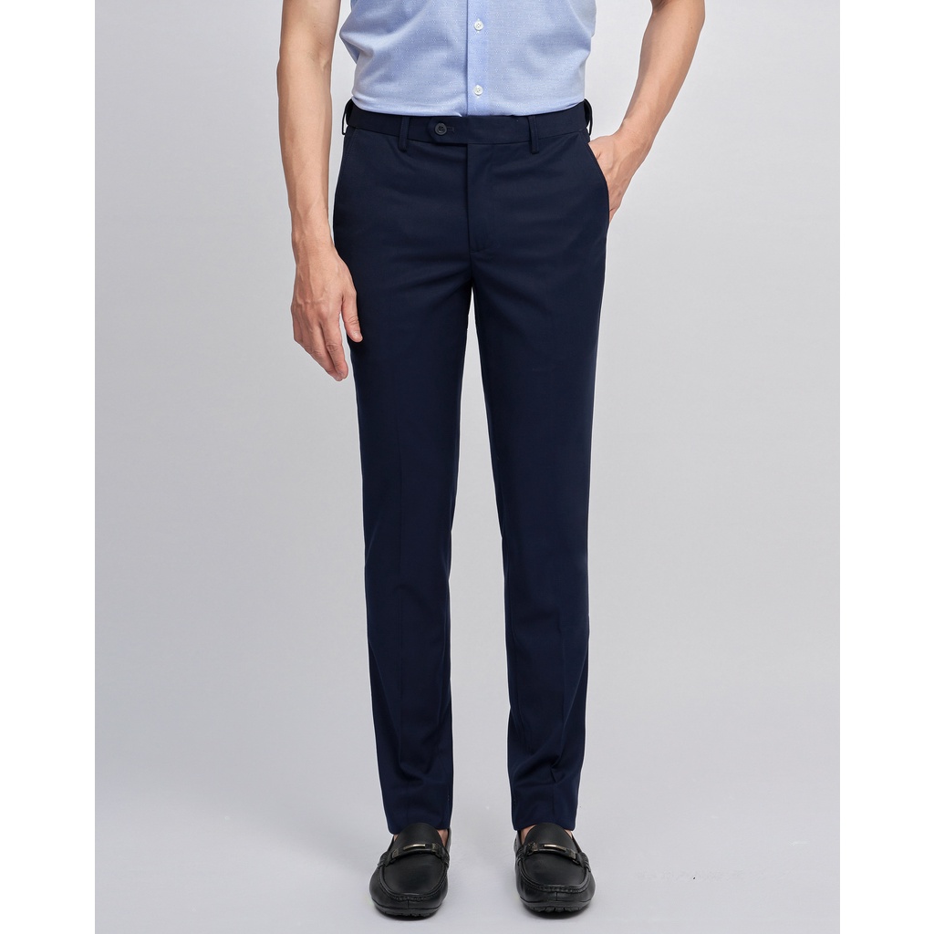 Quần Âu Nam Cao Cấp Cạp Chun Co Giãn 1035 Màu Xanh Tím Than Trơn - Vulcano