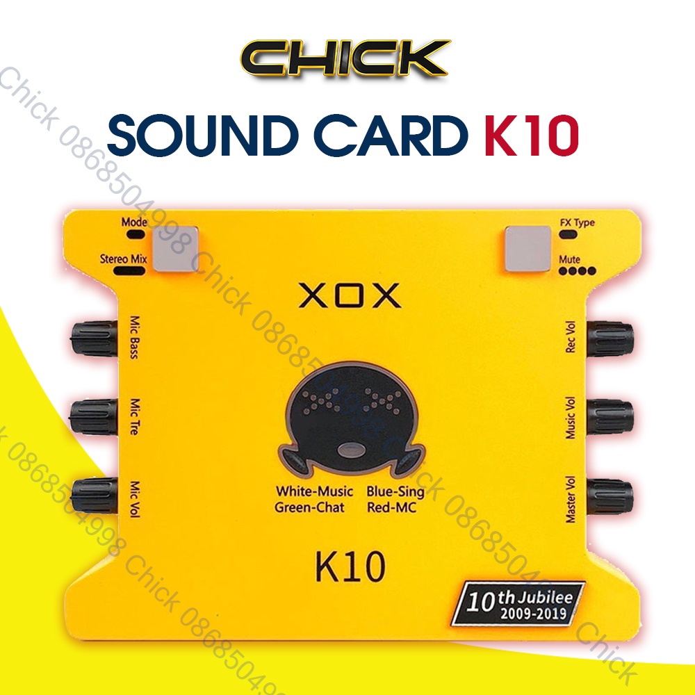 Soundcard Thu Âm Cao Cấp XOX K10 , Karaoke , Livestream Kết Nối Với Mic Chuyên Nghiệp, Bản Kỉ Niệm 10 Năm