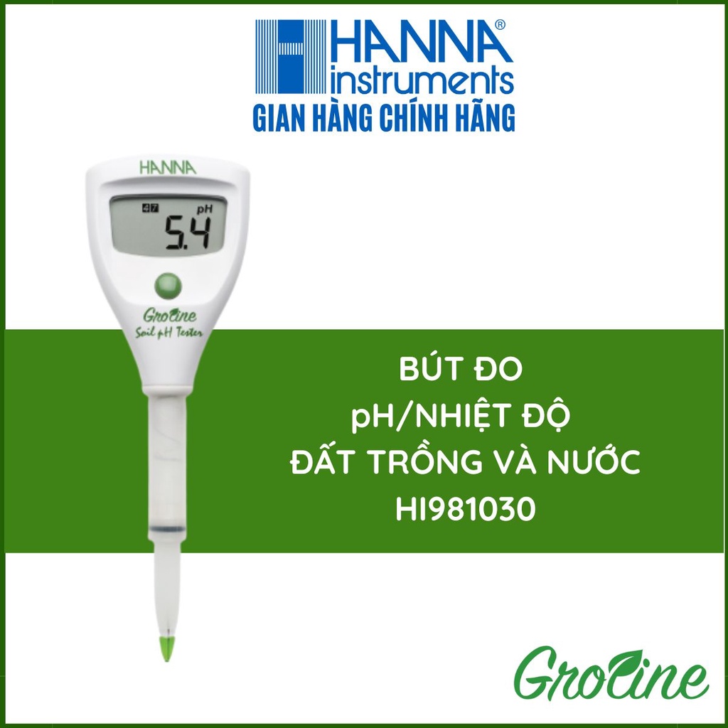 Bút Đo pH Trực Tiếp Trong Đất Mềm Và Trong Nước HI981030, Tặng Kèm Trọn Bộ Dung Dịch Hiệu Chuẩn, Rửa, Bảo Quản