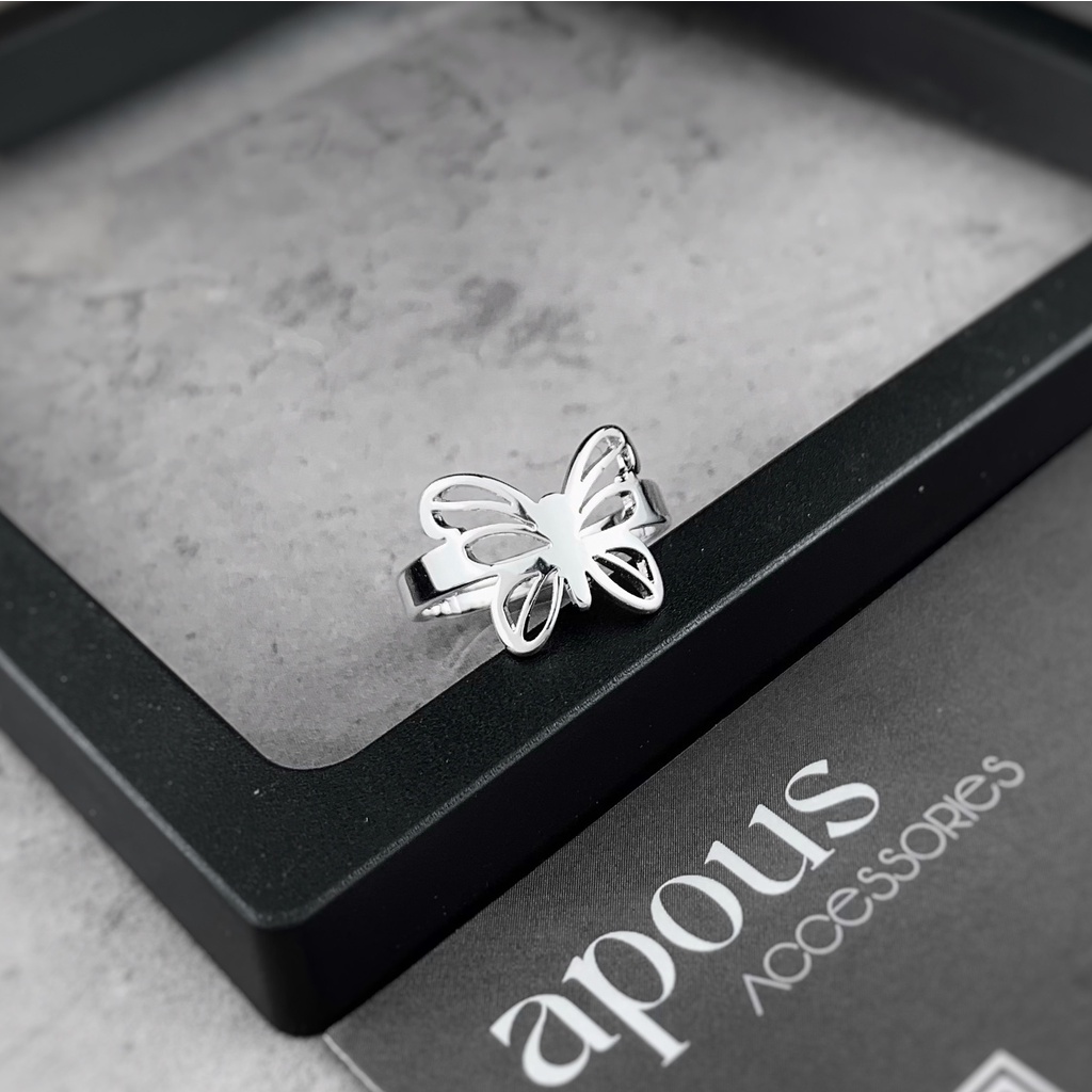 Nhẫn nam nữ hình Bươm Bướm Freesize N054 - Thép Titan - Phụ kiện trang sức Unisex Apous