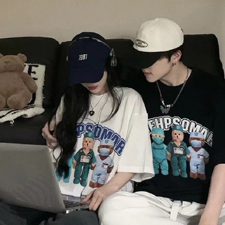 Áo phông gấu bác sĩ chất cotton su from rộng túi zip