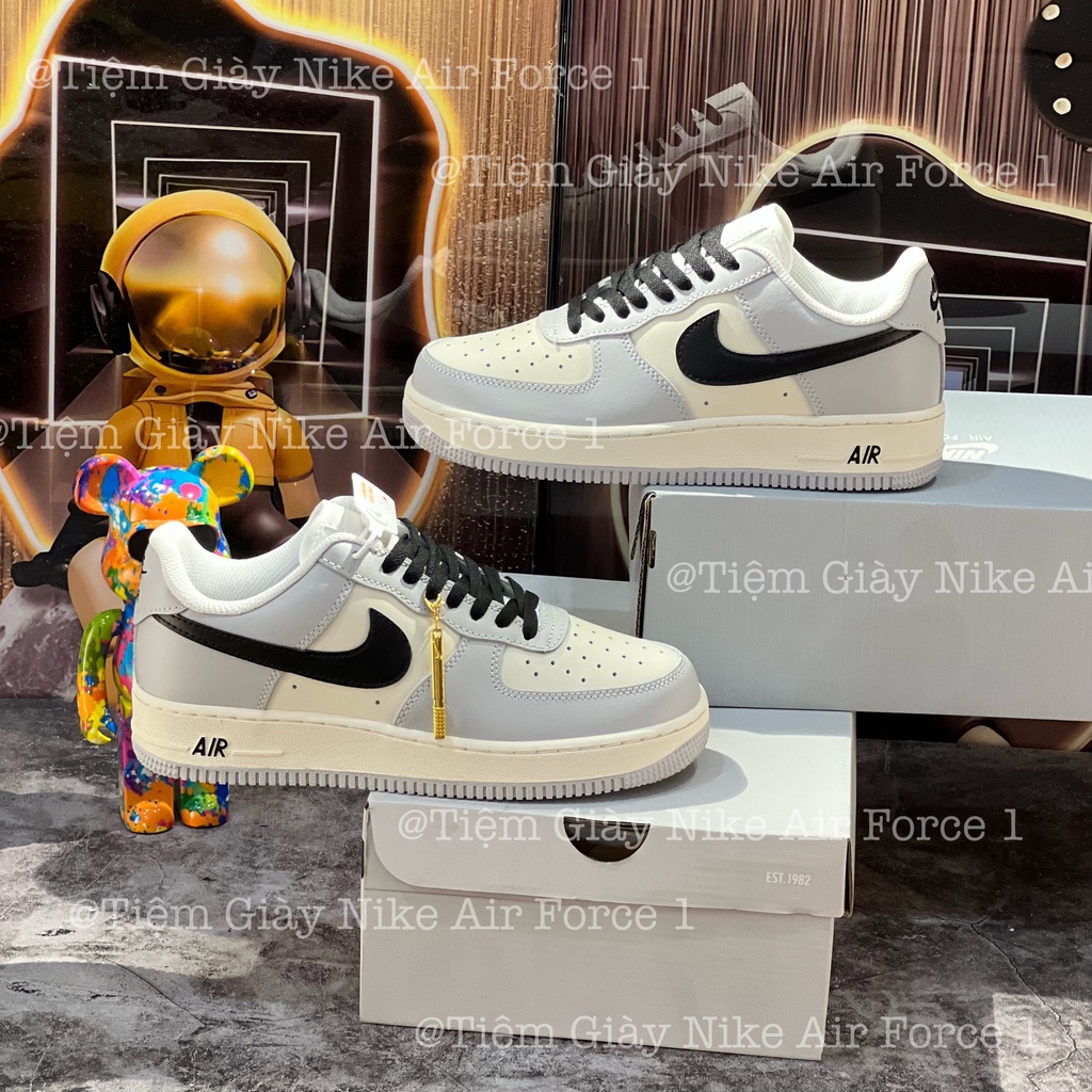 Giày Thể Thao Nike Air Force 1 Low By You Custom Baby Blue Smoke Grey Af1 Xám Be