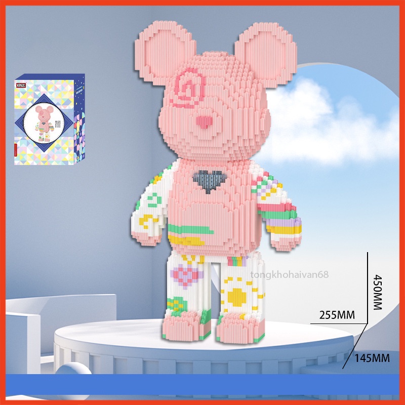 Đồ Chơi Mô Hình Lắp Ráp Cỡ Lớn Gấu Bearbrick 3D, Mô Hình lắp Ráp Xếp Hình Gấu 45Cm Cho Bé Trai Và Gái