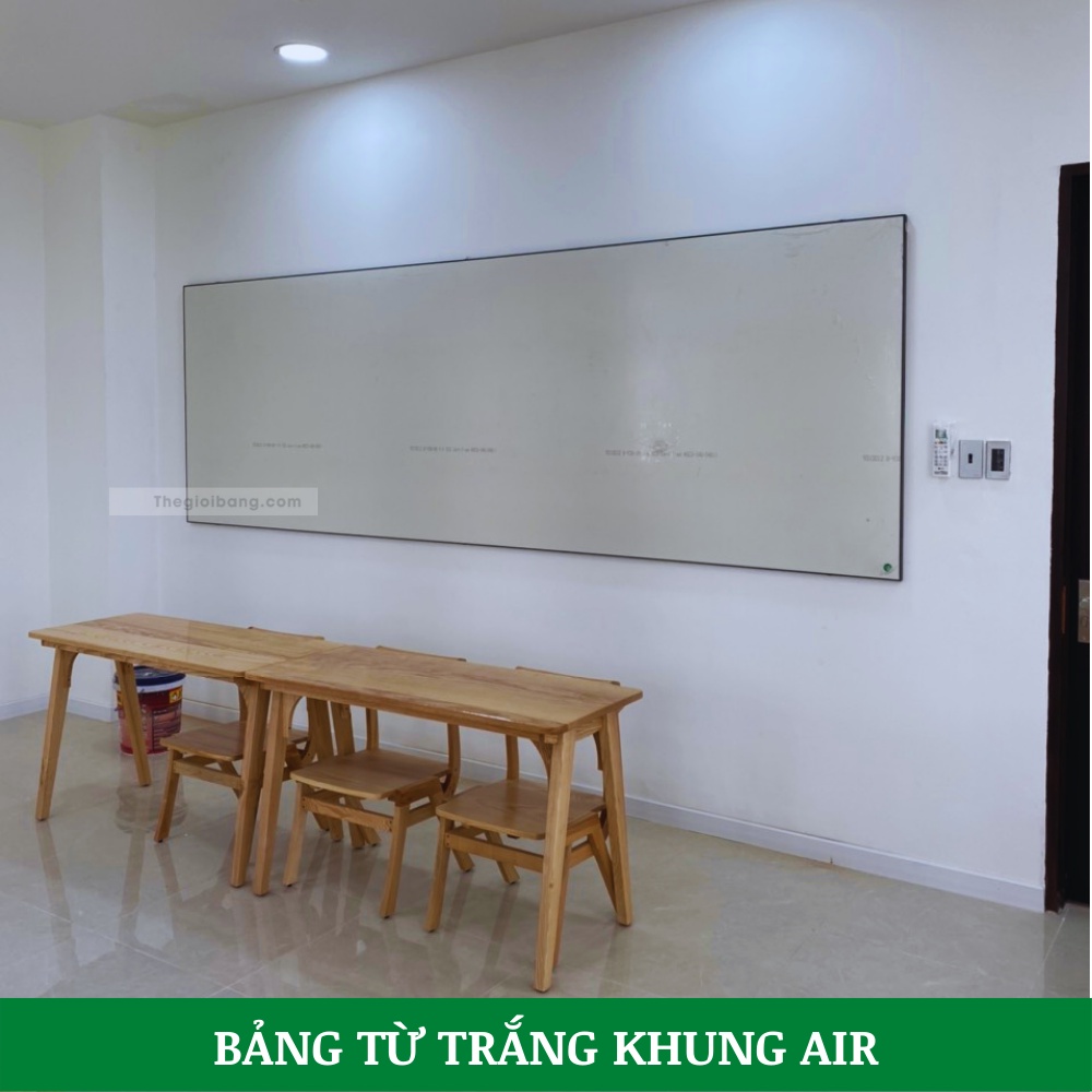 Bảng Từ Trắng Hàn Quốc Kích Thước 80x120cm - Khung Air Frame Mới - Khung mảnh chỉ 5mm bám vào bề mặt bảng