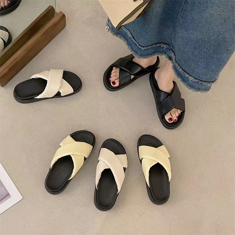 Dép xỏ ngón đế dày dép nữ bánh mì đáy dày dép thời trang nữ