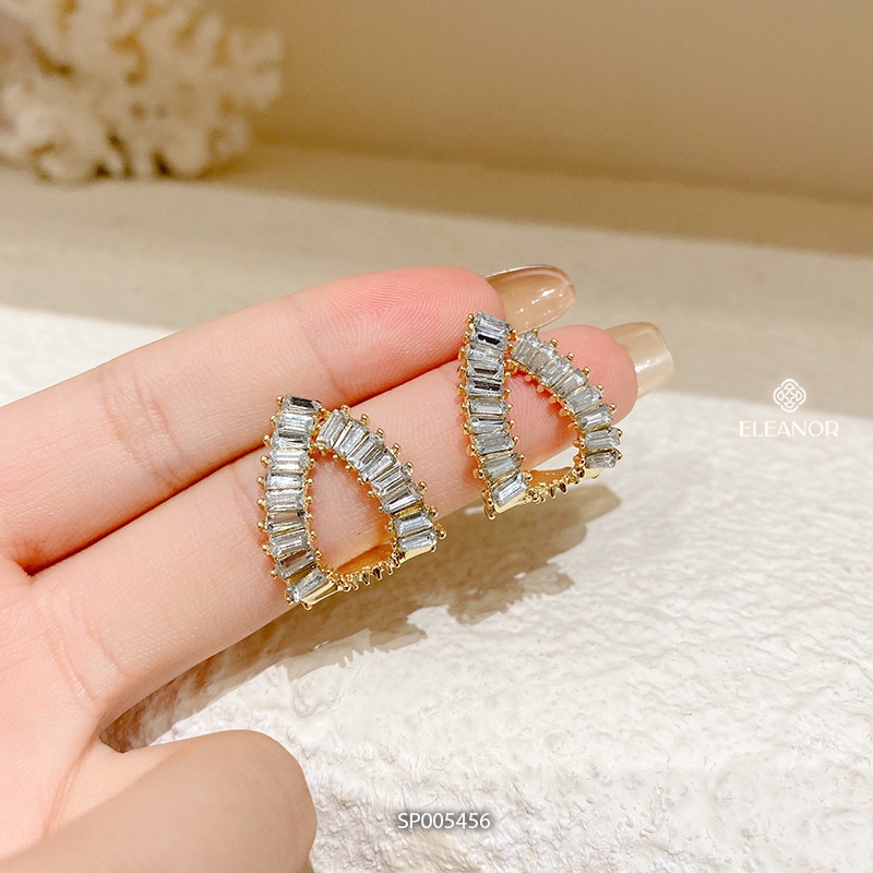 Bông tai nữ chuôi bạc 925 Eleanor Accessories hình tam giác đính đá phụ kiện trang sức 5456