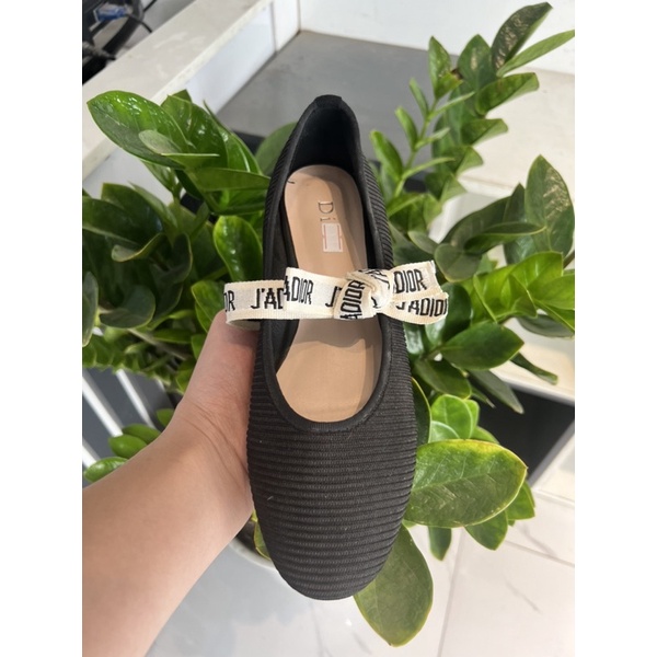 Giày bệt nữ thắt nơ đen gân fullbox bill túi .THUYTIENSHOES