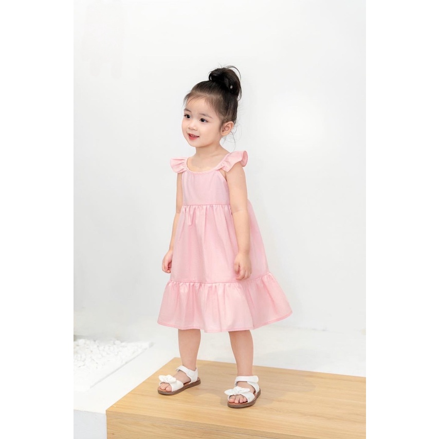 Đầm cho bé gái, váy hai dây thô cotton thiết kế cánh tiên cho bé siêu xinh VBG28