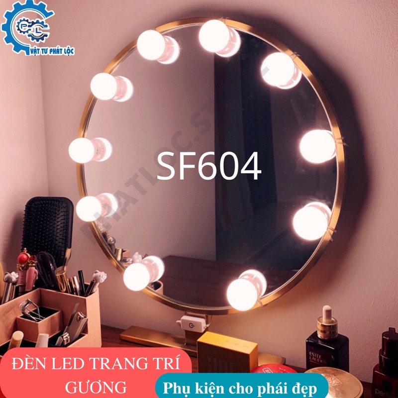 Bộ 10 Bóng Đèn Led Gắn Gương Bàn Trang Điểm, Dán Trang Trí Gương SF602-SF606 - Tăng Giảm Ánh Sáng 5 Chế Độ - Cải tiến
