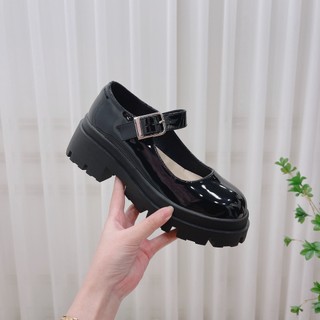 Giầy đế đốc dáng búp bê quai ngang da bóng đế 5cm