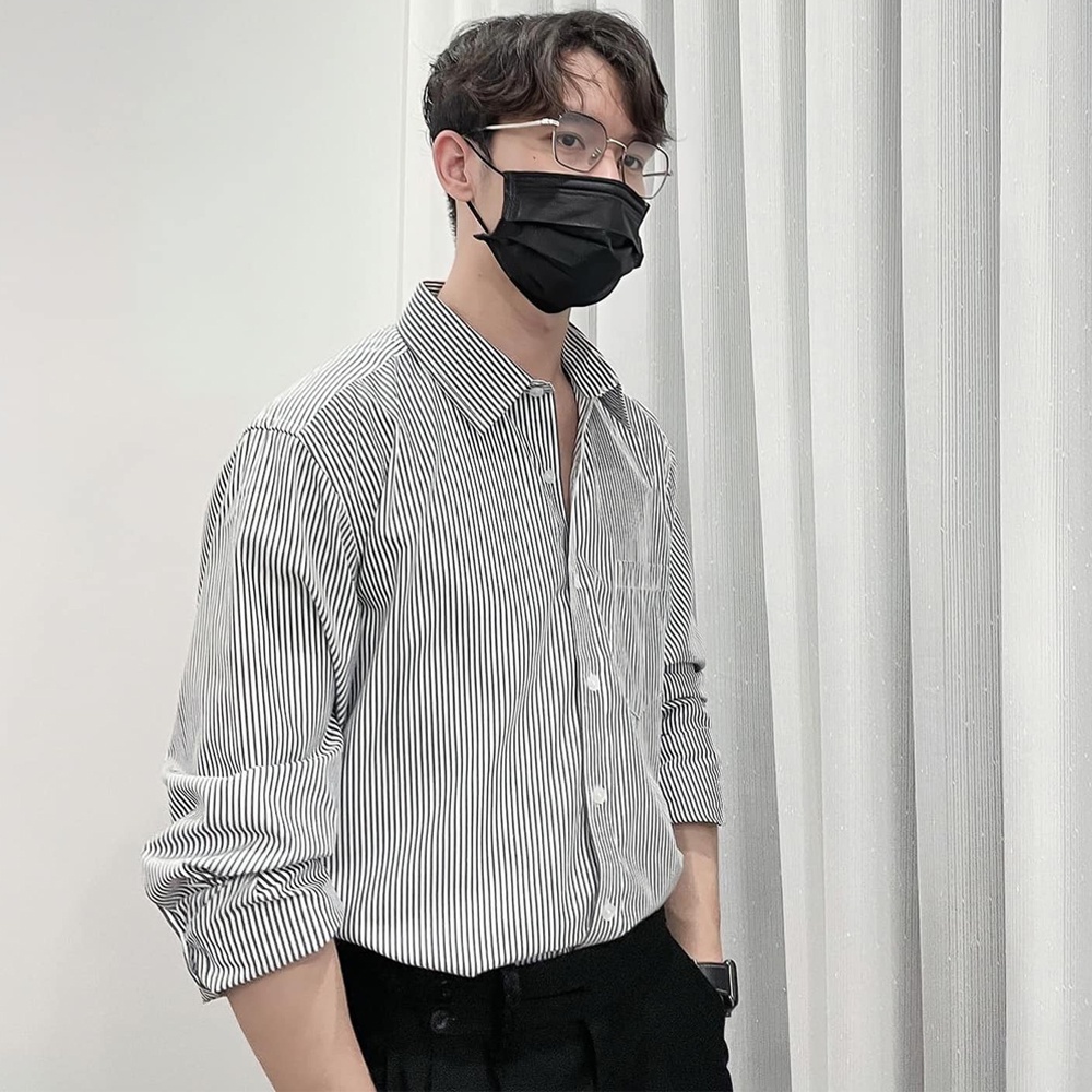 Áo Sơ Mi Nam Dài Tay Chất Lụa Oxford Cao Cấp Phom Rộng Dáng Đứng Suông Kiểu Dáng Kẻ Sọc Stripes