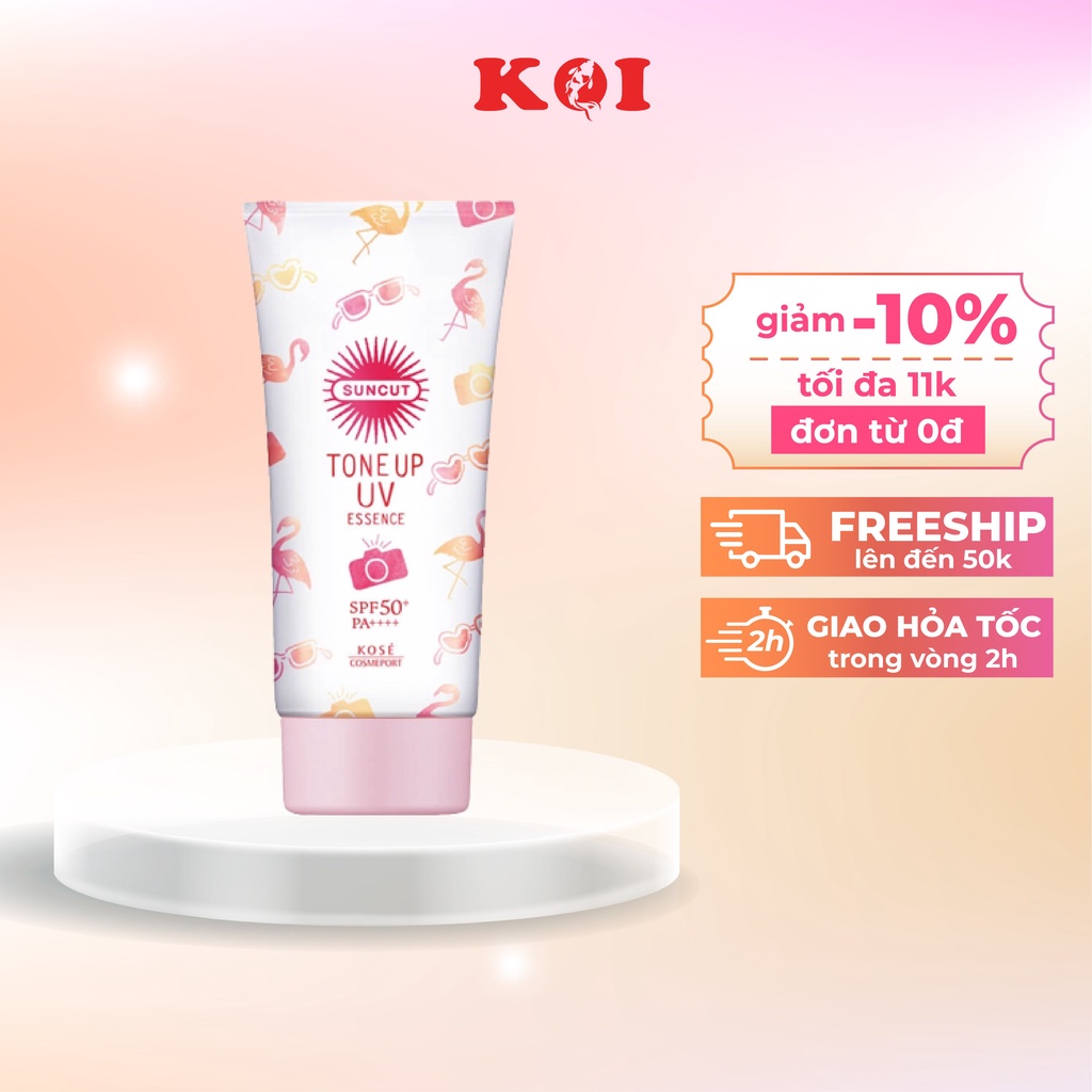 Kem chống nắng Kose Suncut Tone Up UV Essence không thấm nước và mồ hôi nâng tone hồng hào 80G SPF50+PA++++