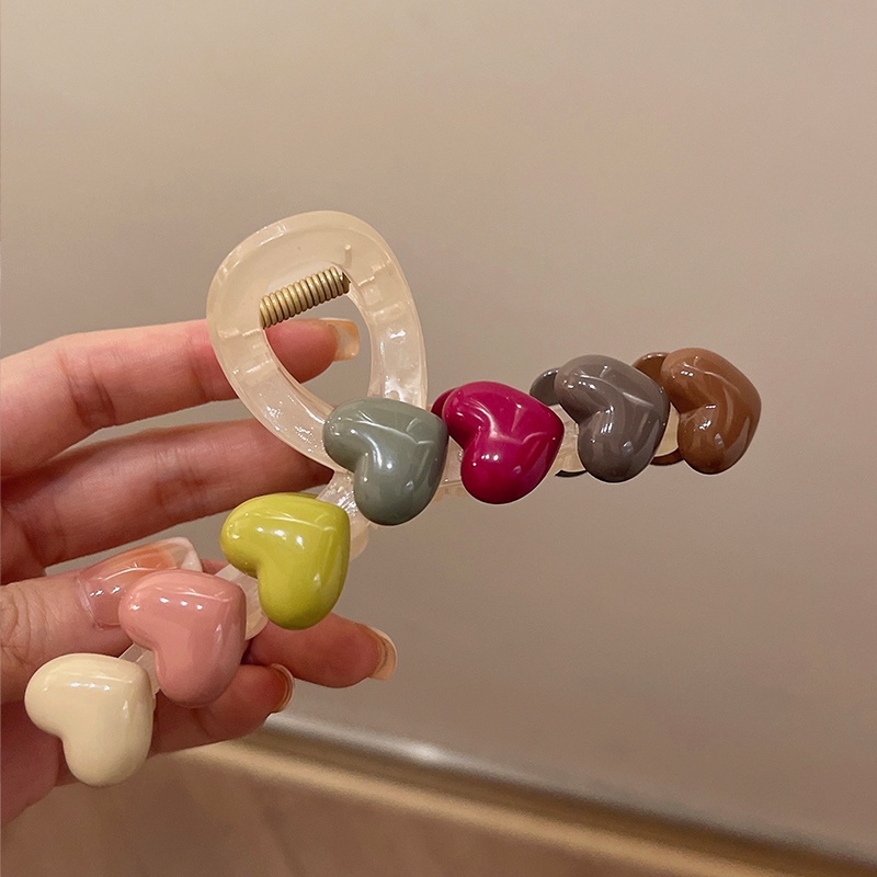 Kẹp Tóc Đính Đá Hình Trái Tim Lớn 13cm Thời Trang Mùa Hè Cho Nữ