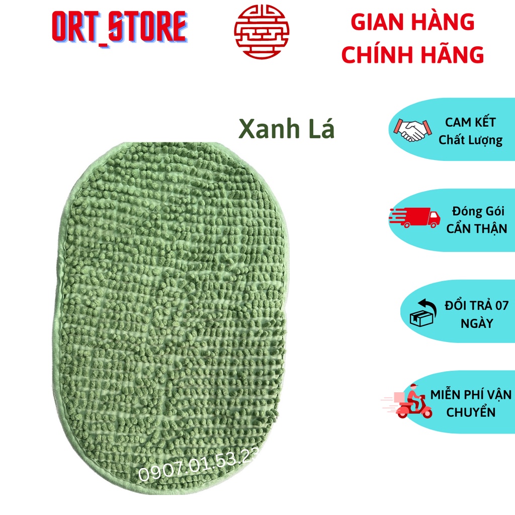 Thảm Chùi Chân Oval 30cm x 46cm San Hô Đinh Siêu Thấm Nước,Chống Trơn Trượt