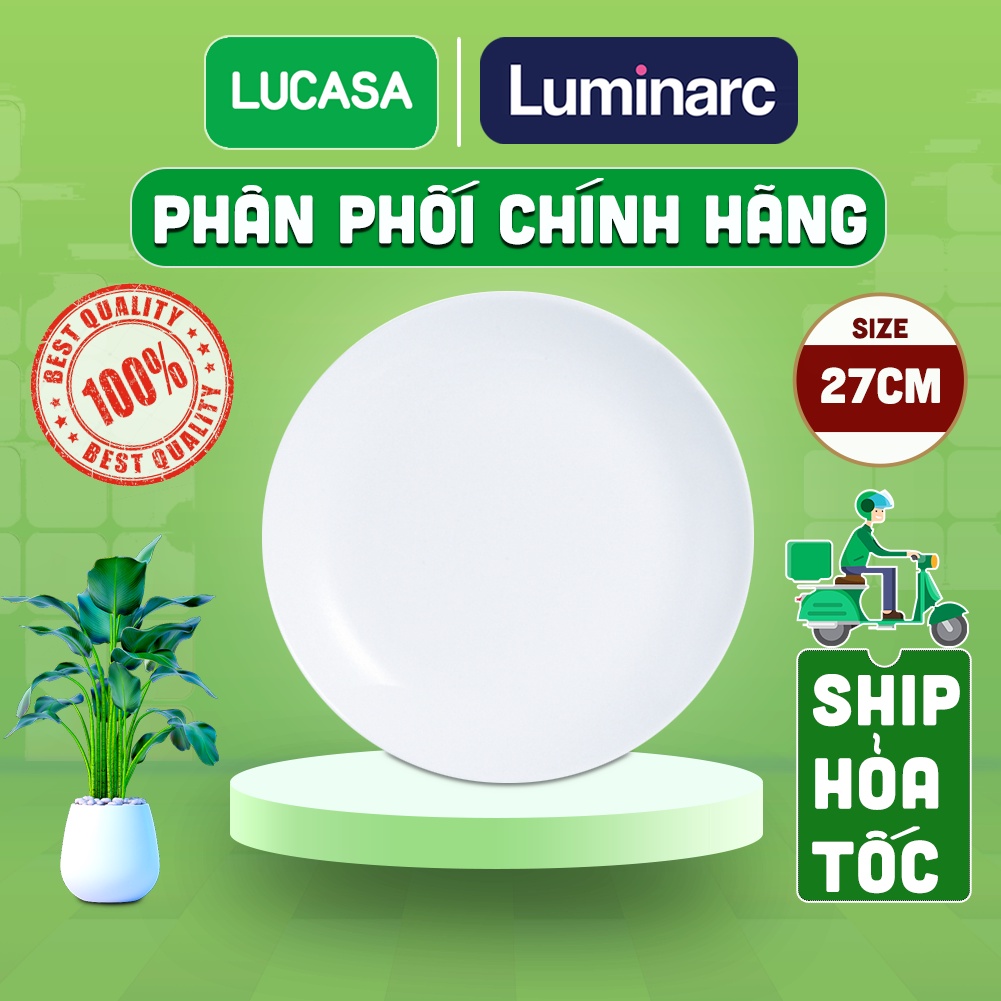 Bộ 6 Đĩa Thủy Tinh Luminarc Diwali Trắng 27cm - BOL3604 | Phân Phối Chính Hãng