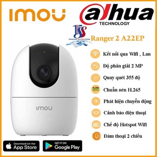 Camera imou wifi,camera imou ranger 2 a22ep chính hãng dss - bảo hành 24 tháng