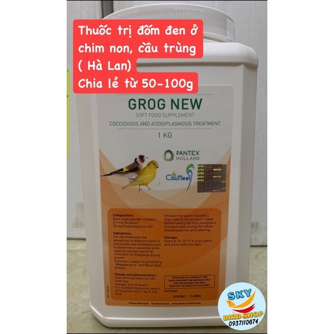 Grog New phòng trị cầu trùng, đốm đen ở chim non hủ nhỏ lẻ từ 10g. ( nhập Hà Lan)