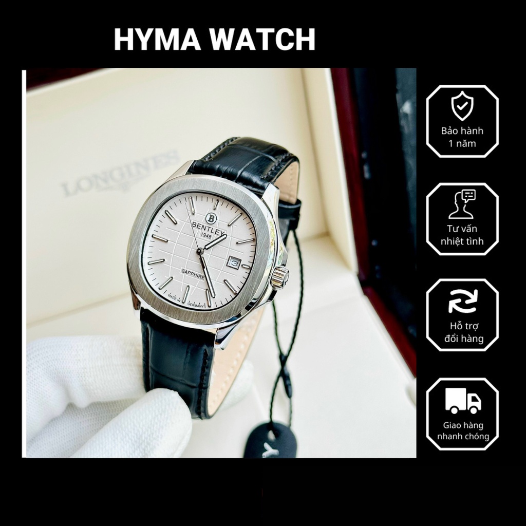 Đồng hồ Nam dây da Bentely BL1869-10MWWB Size 40mm Kính sapphire Bảo hành 2 năm Hyma watch