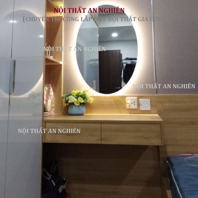 Bàn phấn trang điểm treo tường, Bàn trang điểm 2 ngăn kéo cao cấp