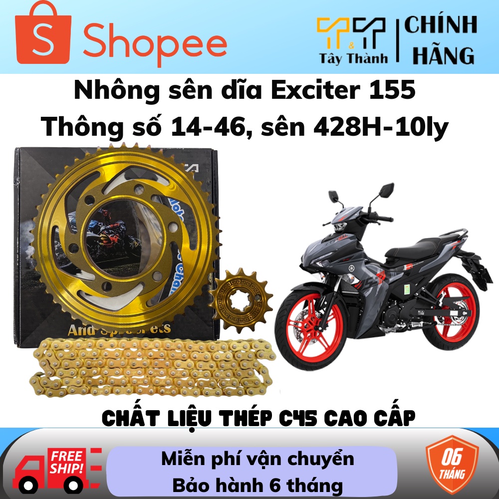 NSD Ex 155 - màu vàng, thông số 46T và 47T-14T, xuất xứ Thái Lan - Tây Thành Shop chuyên nhông sên dĩa exciter 155 VVA