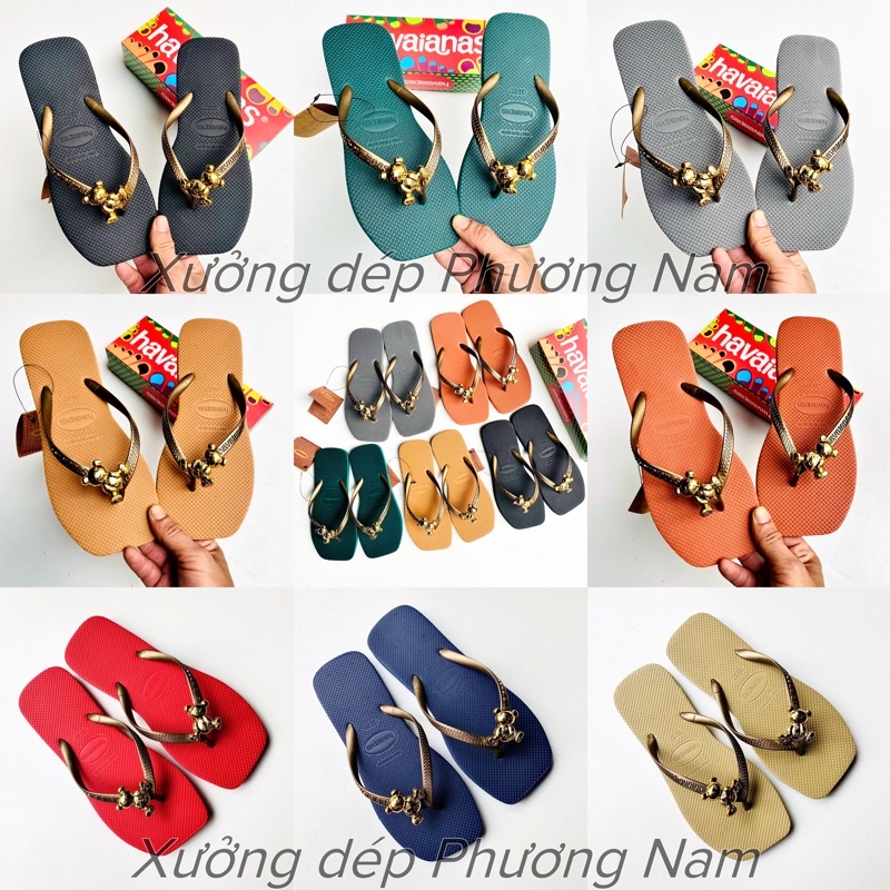 Dép kẹp xỏ ngón nữ đính charm gấu Bear thời trang cá tính, đế cao su bền bỉ êm ái nhiều màu lựa chọn.