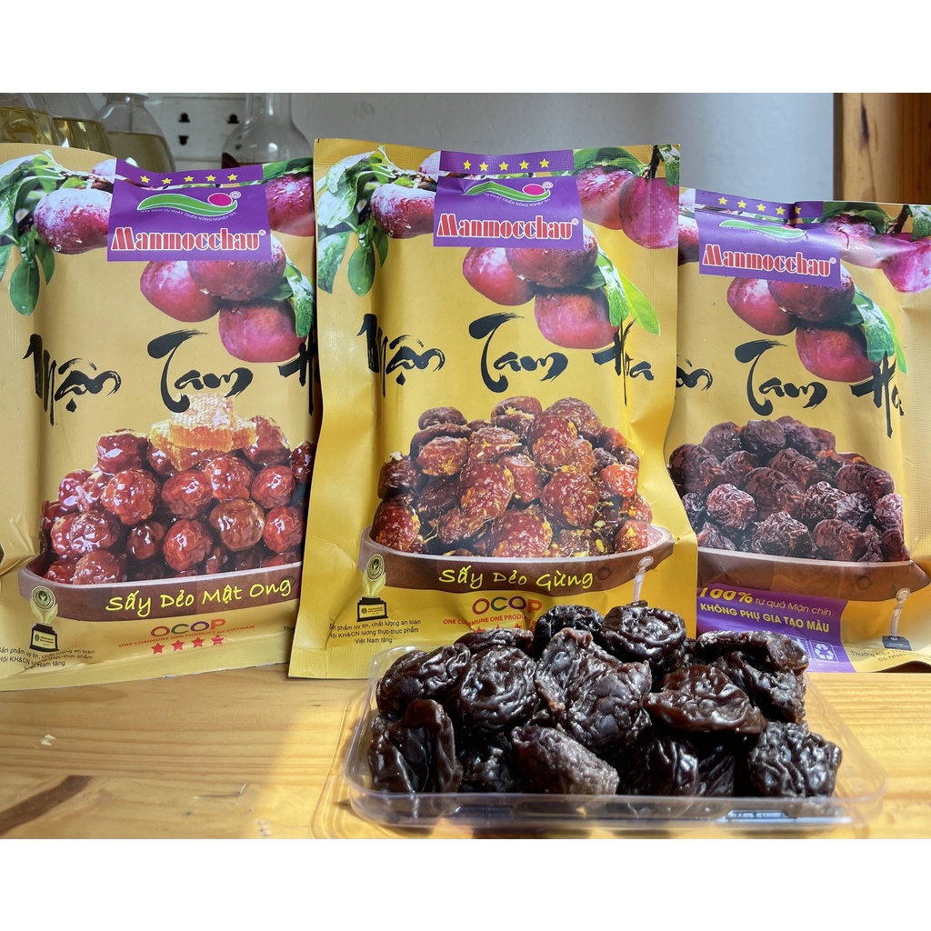 3 túi mận 200g (tổng 600g mận) 3 vị mận tam hoa sấy dẻo ít đường - mật ong - gừng tươi