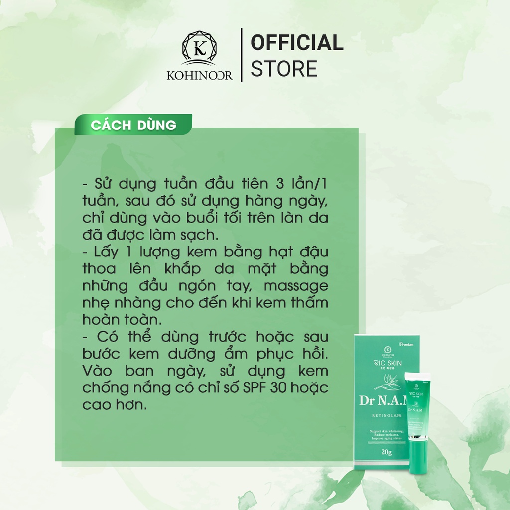 [ Chính Hãng] Kem giảm thâm nám Ric Skin Dr. N.A.M Korhinoor 20g