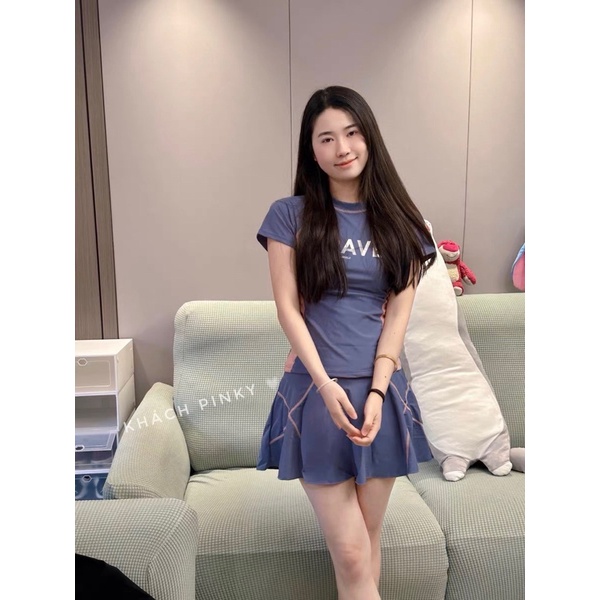 Đồ bơi nữ 2 mảnh cao cấp Big size, áo tắm cộc tay, váy hai lớp