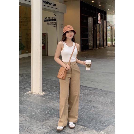 Quần kaki nữ dài dáng suông lưng cao phối túi sau thiết kế đường may độc lạ Linka Pants - Sibling House