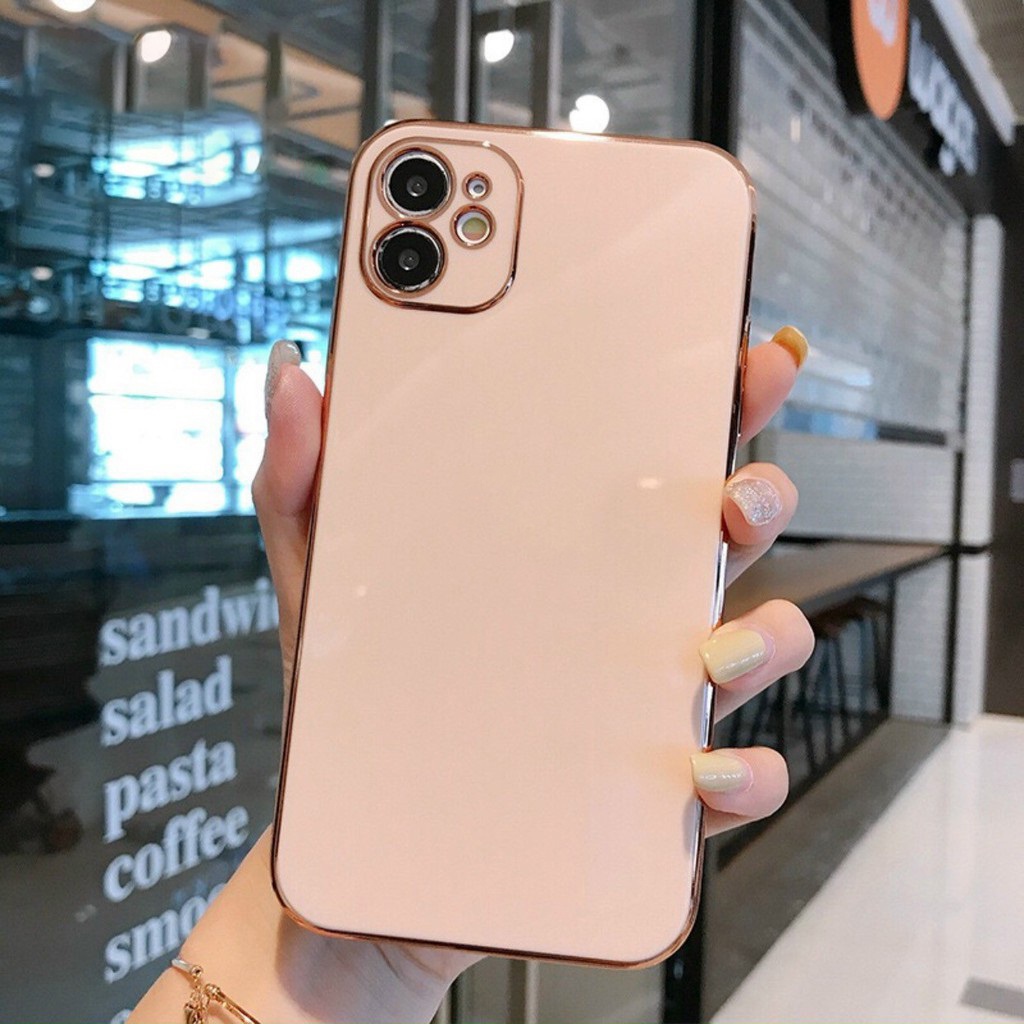 Ốp Lưng Vuông TPU Dẻo Mạ Viền Màu Nhiều Màu Macron Hàn Quốc [Ốp Độ] 7plus/8plus/x/xr/xs/11/12/13/14/pro/max/promax