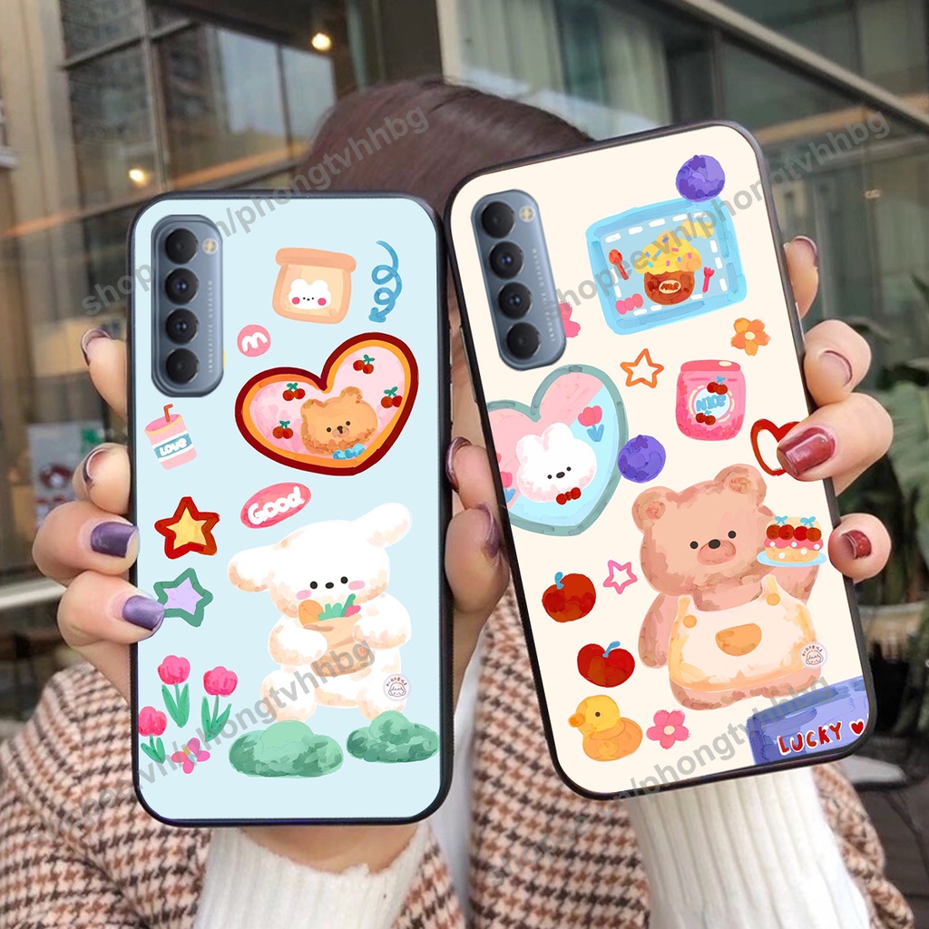 Ốp lưng Oppo Reno3 / Reno3 Pro / Reno 3 GẤU DÂU chi bi hoạt hình cute siêu rẻ