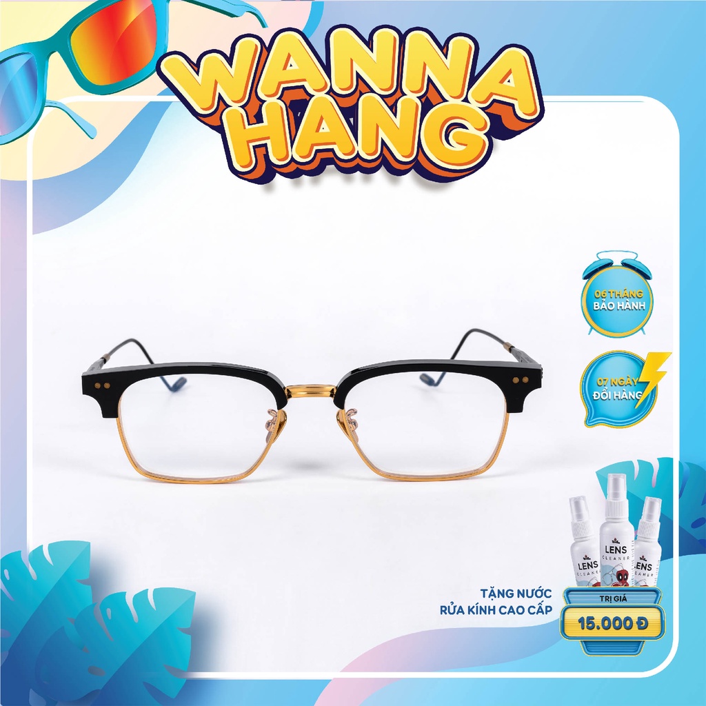 Gọng kính đẹp kim loại nam nữ Hàn Quốc cao cấp chống tia UV Wanna Hang HAVANA WHGM46