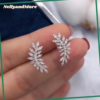 Khuyên tai bạc 925 lá liễu đính vành tai cho cô nàng cá tính năng động