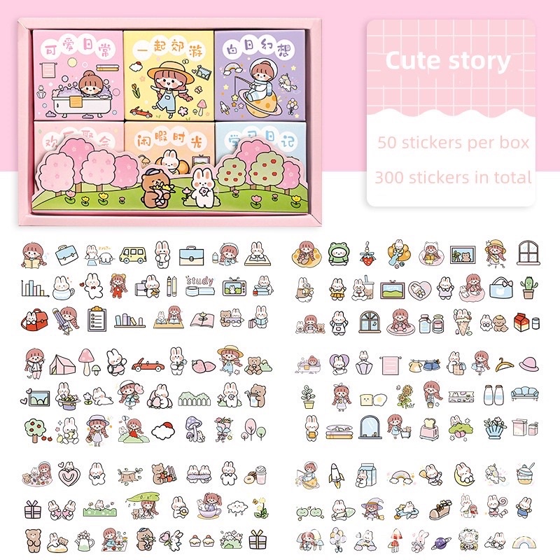 Hộp nhỏ 50 Sticker dễ thương