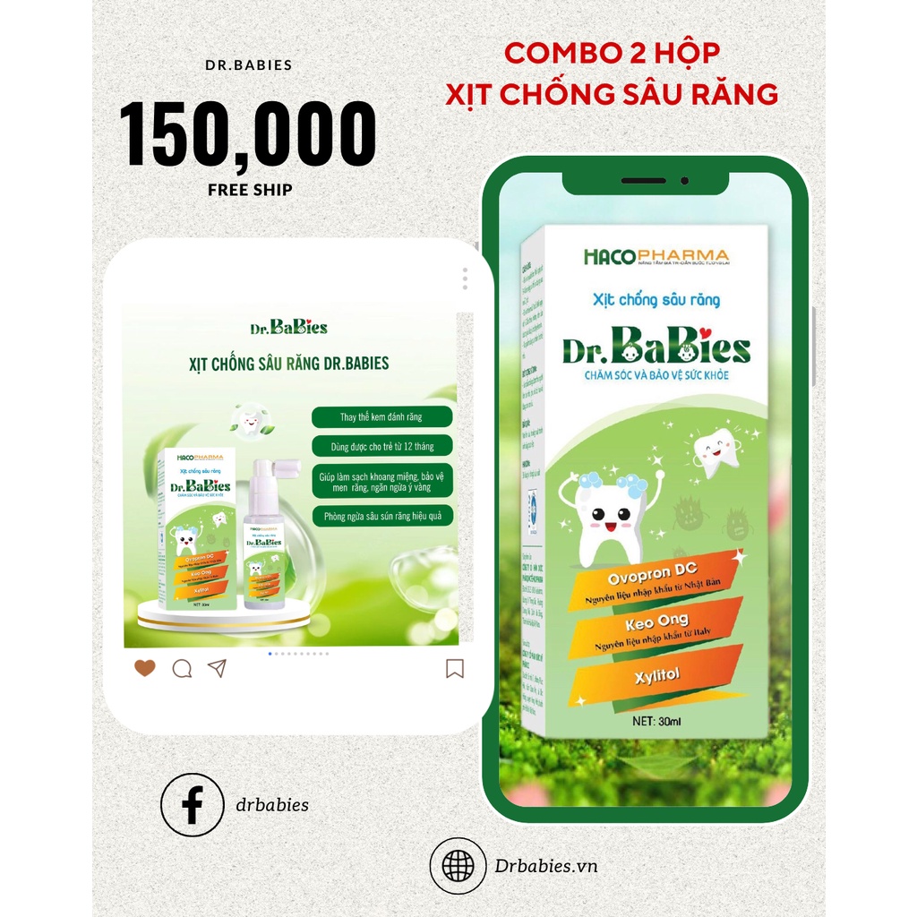 COMBO 2 HỘP XỊT CHỐNG SÂU RĂNG DR BABIES