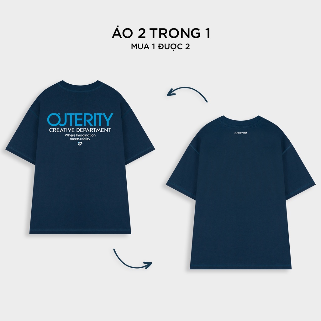 Áo thun 2 mặt nam nữ unisex Outerity Double Tee Collection - Blue Heart / Navy - ATO1019