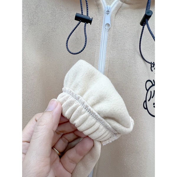 Mua Áo khoác nỉ nữ nón 2 lớp phối 2 dây rút nón và hông in mặt gấu nhỏ ...