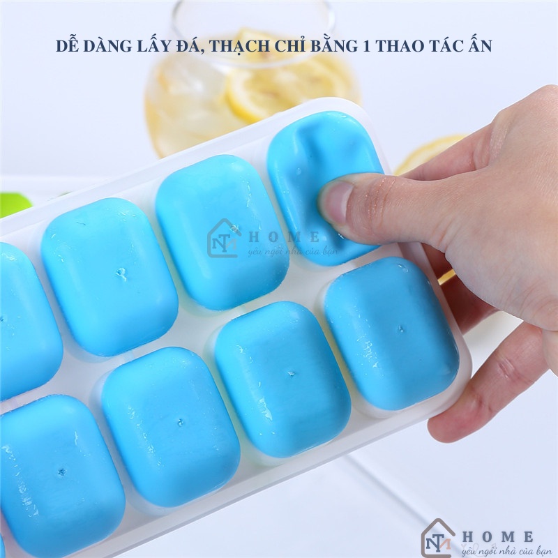 Khay đá có nắp , vỉ đá silicon có nắp, khay làm đá, làm thạch 14 viên chống mùi hiệu quả