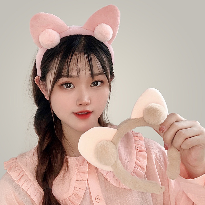 Bờm cài tóc tai mèo đáng yêu, Băng đô cài tóc rửa mặt tai mèo phong cách Hàn Quốc cho nữ