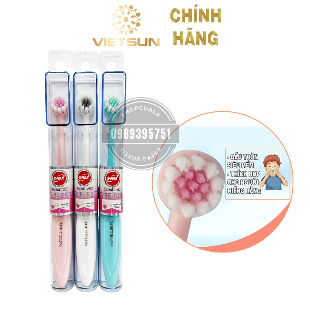 Bàn chải đánh răng cao cấp Vietsun Care Soft - lông tơ siêu mềm - dùng được cho người niềng răng