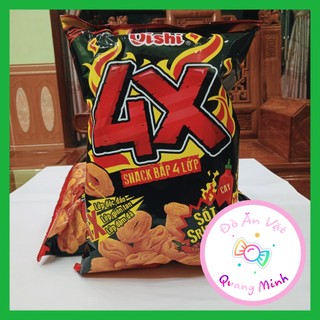 Bim bim Oishi Snack 4X bắp 4 lớp sốt sriracha vị cay và vị sườn nướng gói siêu to khổng lồ 68 g giòn cay thơm ngon