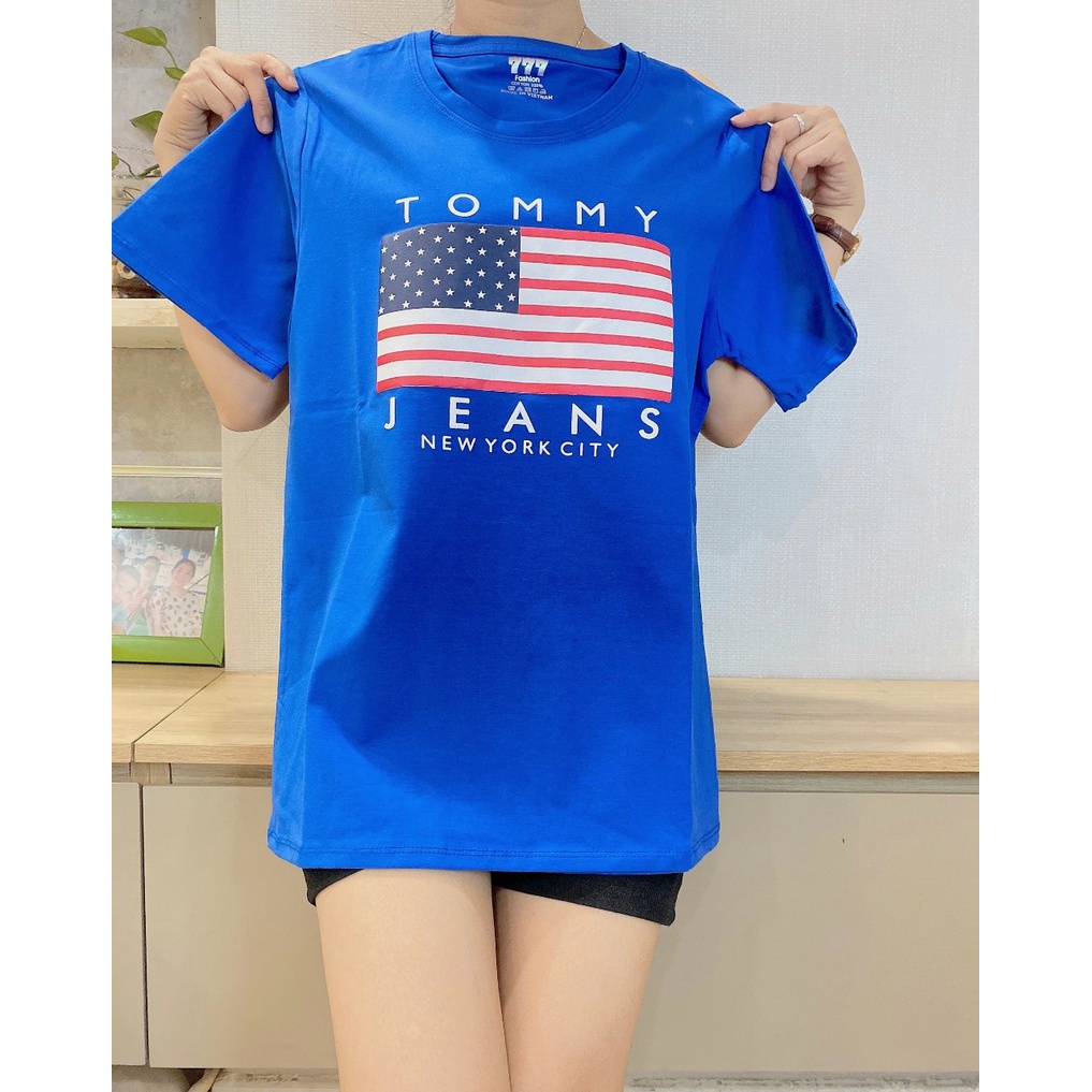 Áo thun nữ, chất thun thái, áo cotton form vừa, mẫu A04: Màu xanh dương