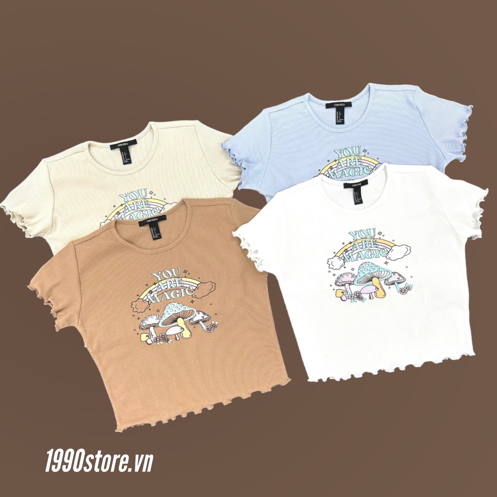 Aó thun gân in cây nấm 4 màu vnxk in cây nấm