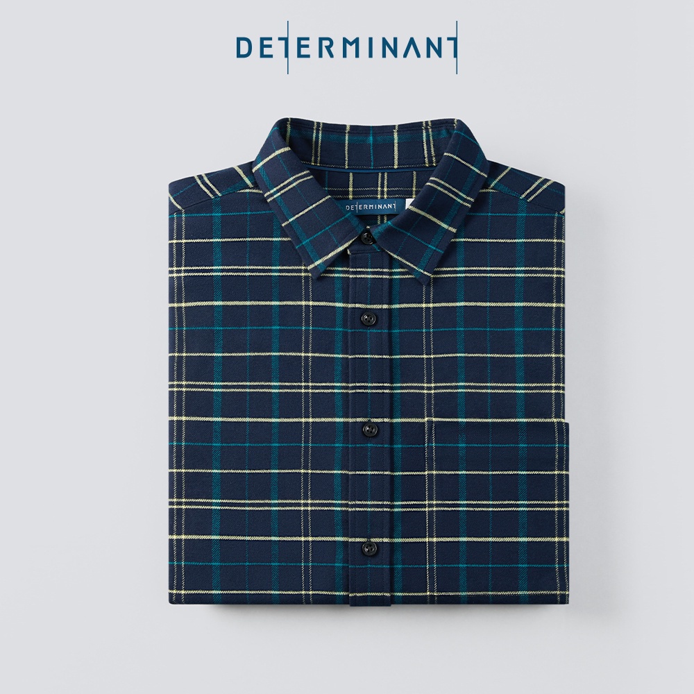 Áo sơ mi nam dạng khoác DETERMINANT - 100% cotton - màu caro xanh lá - CS08