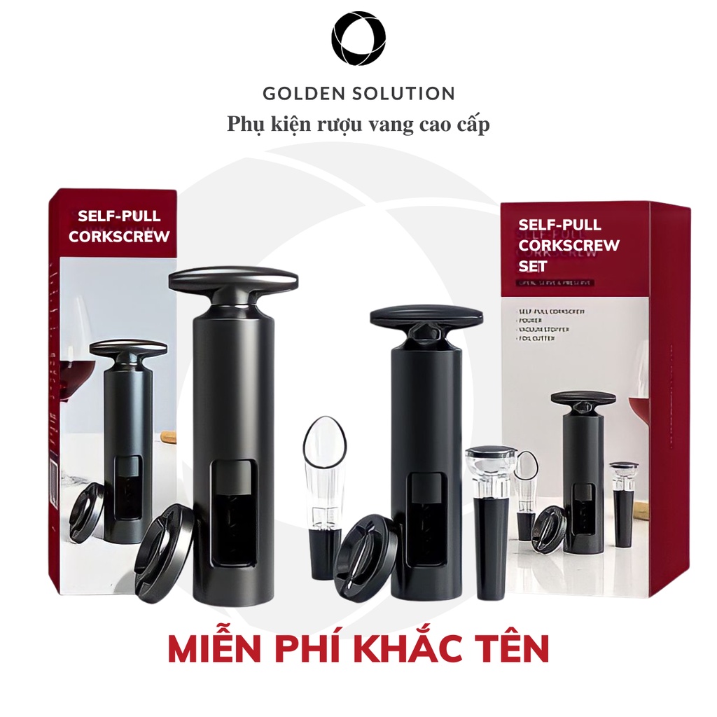 Bộ Dụng Cụ Mở Rượu Vang, Đồ Khui Nắp Nút Chai Rượu Vang Thế Hệ Mới GDS - Miễn Phí Khắc Tên
